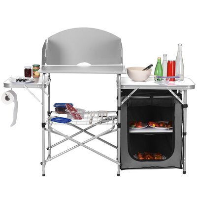 Gymax Folding Outdoor Camping Table Portable BBQ Grill Table with Storage Bag -  GYM08997