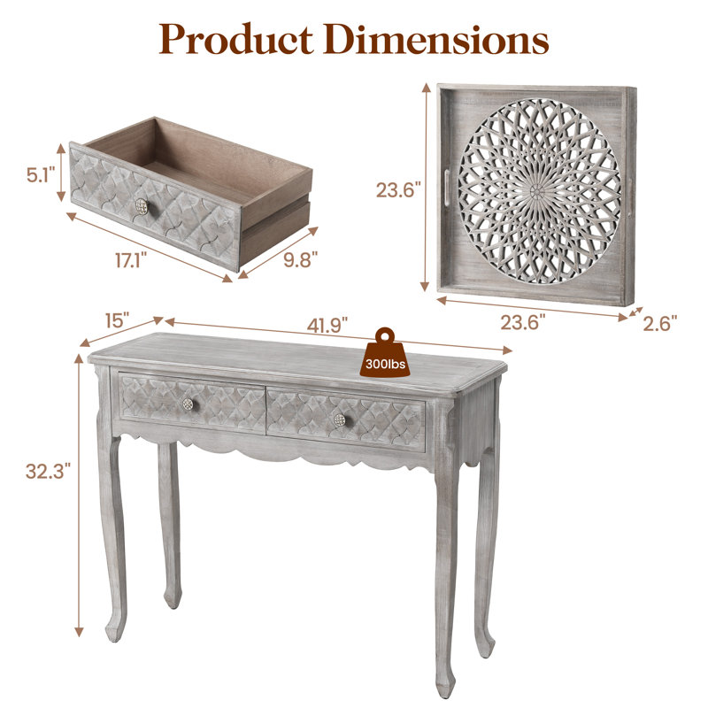 Ensemble de console et miroir mural 42 ", Gris