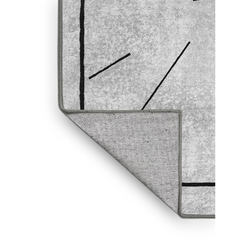 Machine Washable Dyal New Years Modern & Contemporary Abstract Rug in Gray – Gray Binding, 5x7