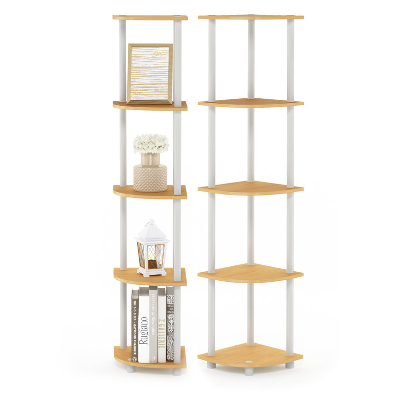 Bibliothèque d'angle en plastique H 57,7 po x l 11,6 po vente en gros, Hêtre / blanc