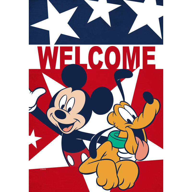 Drapeau Disney Disney Mickey and Pluto House, 28 po x 40 po, produit sous licence officielle Disney, porte-drapeau vendu séparément