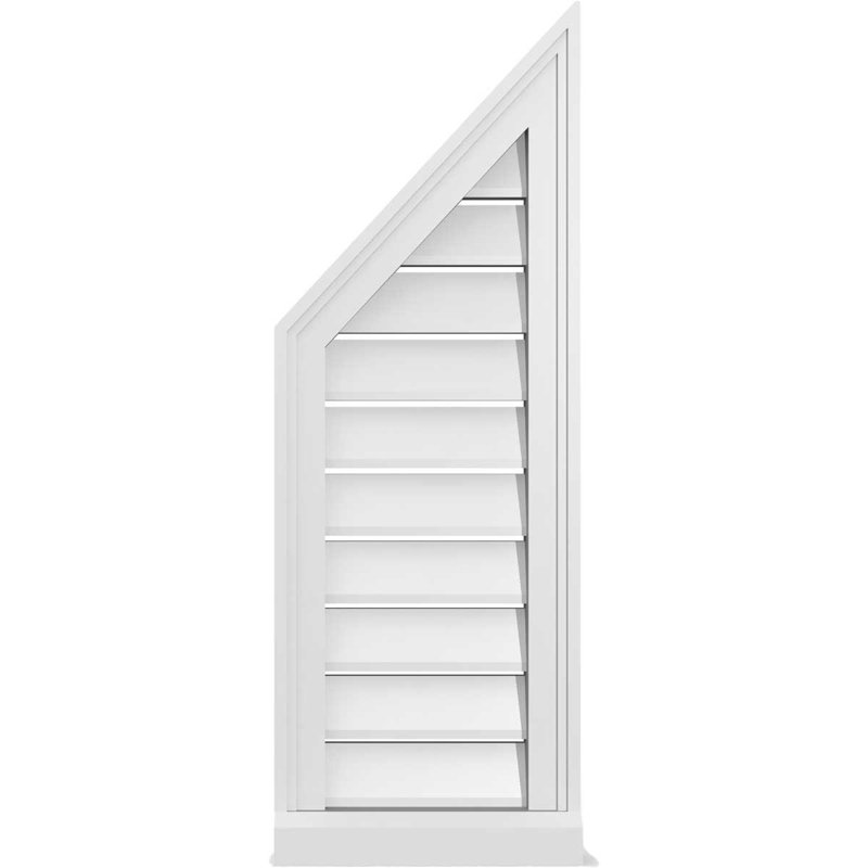 Half Peaked Left Surface Mount Signature Urethane Functional Gable Vent 13/12 Pitch, Primed Tan, 34" H x 12" W x 2" D