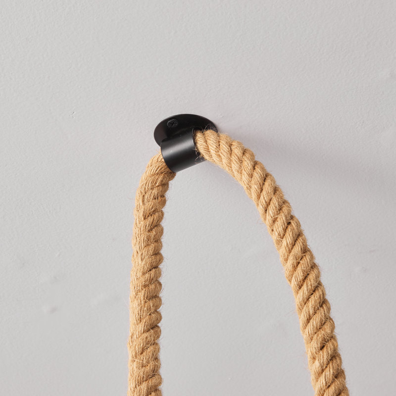 Vintage Hemp Rope Pendant Light Fixture, 8 Lights