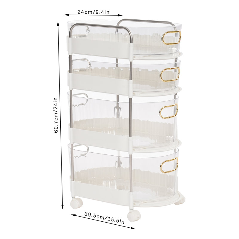 Kely 4-tier Drawer Organizer with Wheels, White