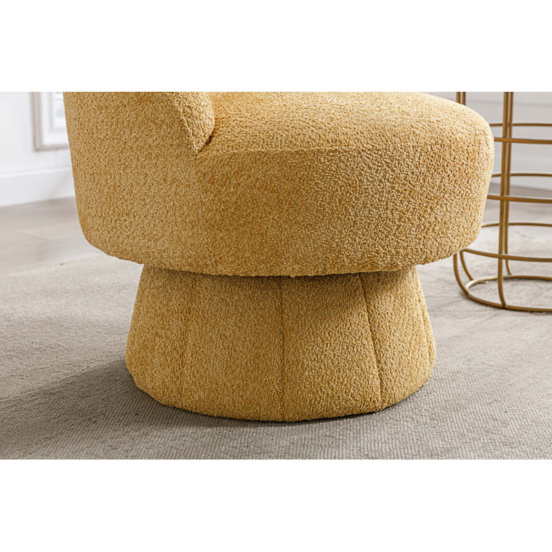 Fauteuil demi-tonneau pivotant rembourré, 27.16" H x 27.16" W x 23.62, Jaune