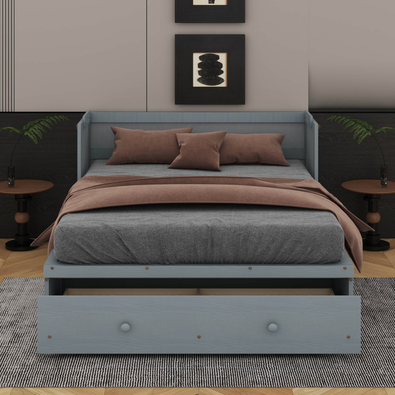 Queen Murphy Bed With USB Port And Drawer, Queen, Gray
