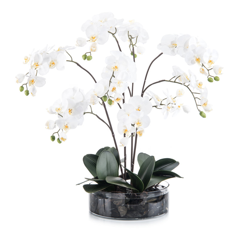 Faux Flowering Plant in Glass Jar
