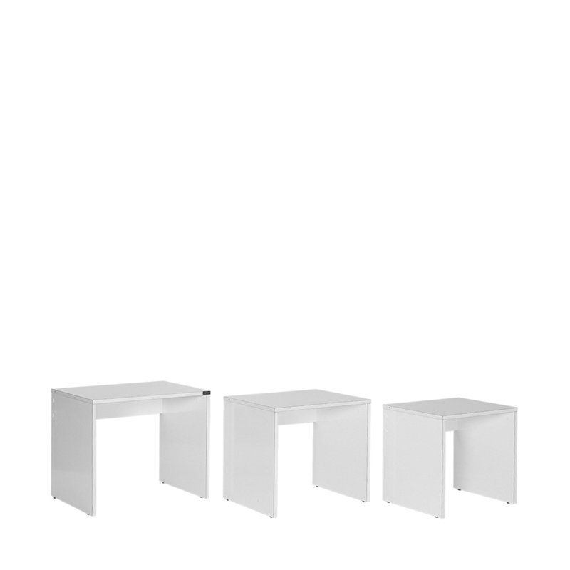Modern White Coffee Table Set (3 Pieces), 17.7 x 16.5 x 14.2 inches (Small), 19.7 x 17.7 x 15.0 inches (Medium), 21.7 x 18.5 x 15.7 inches (Large) | 100% Melamine Coated Particle Board | Sleek & Elegant Design for Living Room