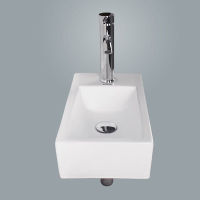 Wonline 10.2'' White Ceramic Rectangular Bathroom Sink with Faucet