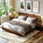 Queen Premium Solid Wood Bed Frame with Headboard, Scandinavian Signature Wood Platform Bed 800 lbs Capacity Walnut Finish, Fit All Mattresses, No Box Spring Needed, Non-Slip Noise-Free, Easy Assembly-1357548832-1357548834