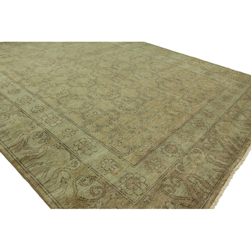 Maxwell Wool Oriental Area Rug in Olive, Rectangle 2' x 3'