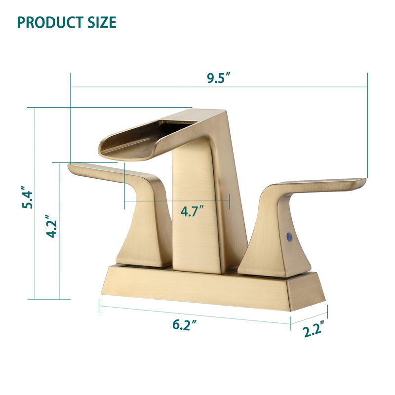 2-handle Bathroom Faucet with Drain Assembly, Brushed Gold