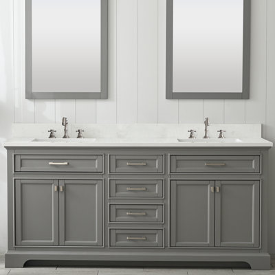 Cleoda 72"" W Double Bathroom Vanity Set -  Red Barrel StudioÂ®, 4244EDD85D3B4BAEB0FCB424ED3D7F36