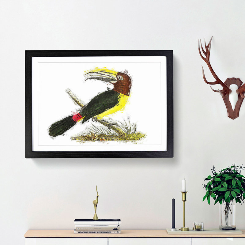 Green Toucan by George Shaw - Picture Frame Painting Print, 27cm H x 36cm W x 2cm D, Black Framed