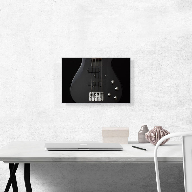 Black Bass Guitare - reproduction de photo sur toile tendue, H 12 po x l 18 po x 1,5 po