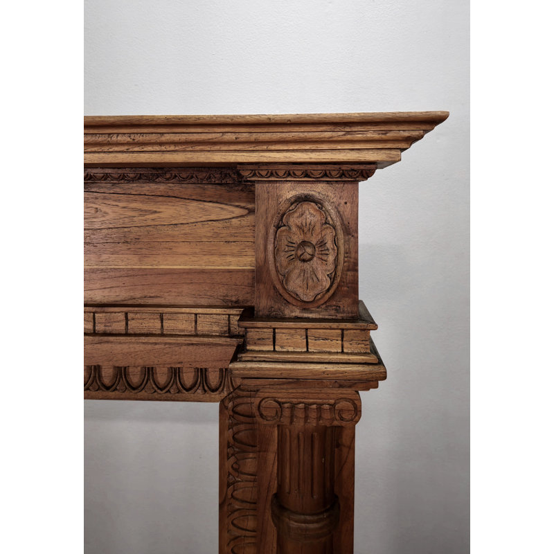 Foyer d'extérieur en bois massif sculpté à la main Regency, chêne, Oak