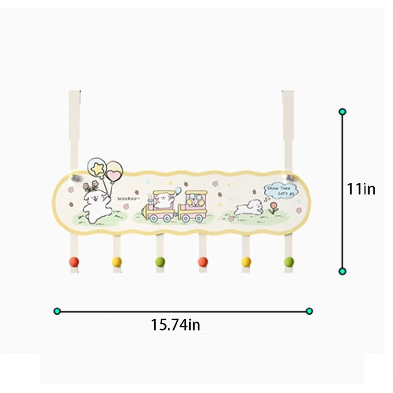 Iron Seamless Over-The-Door Hook Rack, H 11 po x l 15,74 po x P 1,77 po