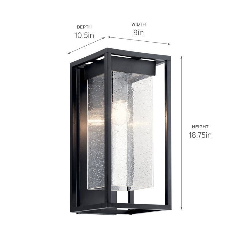 Lanterne murale d'extérieur Harjeevan, H 18,75 po x l 9 po x P 9 po, Noir