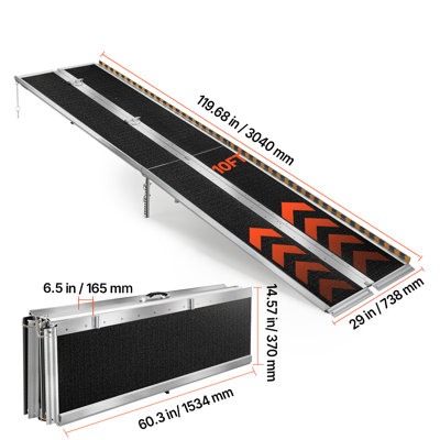 Portable Wheelchair Ramp, 10FT, Non-Slip Aluminum Folding Handicap Ramp for Wheelchair, 800 lbs Capacity, Door Threshold Ramps for Home Steps, Stairs, Entry, Threshold, Doorways, Scooter, Curbs