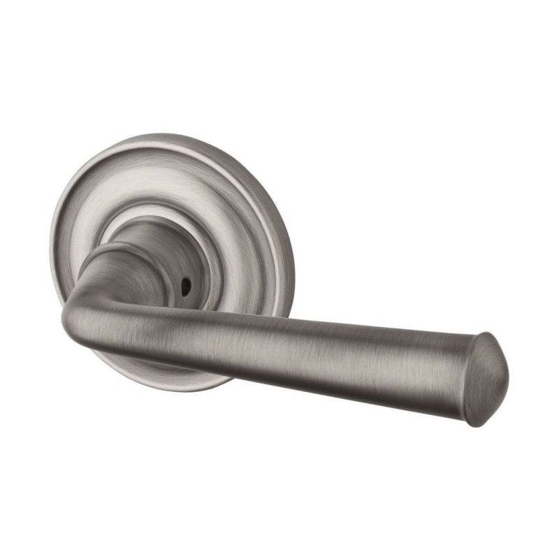 Federal Passage Door Lever with Traditional Round Rose, Satin Nickel, Right