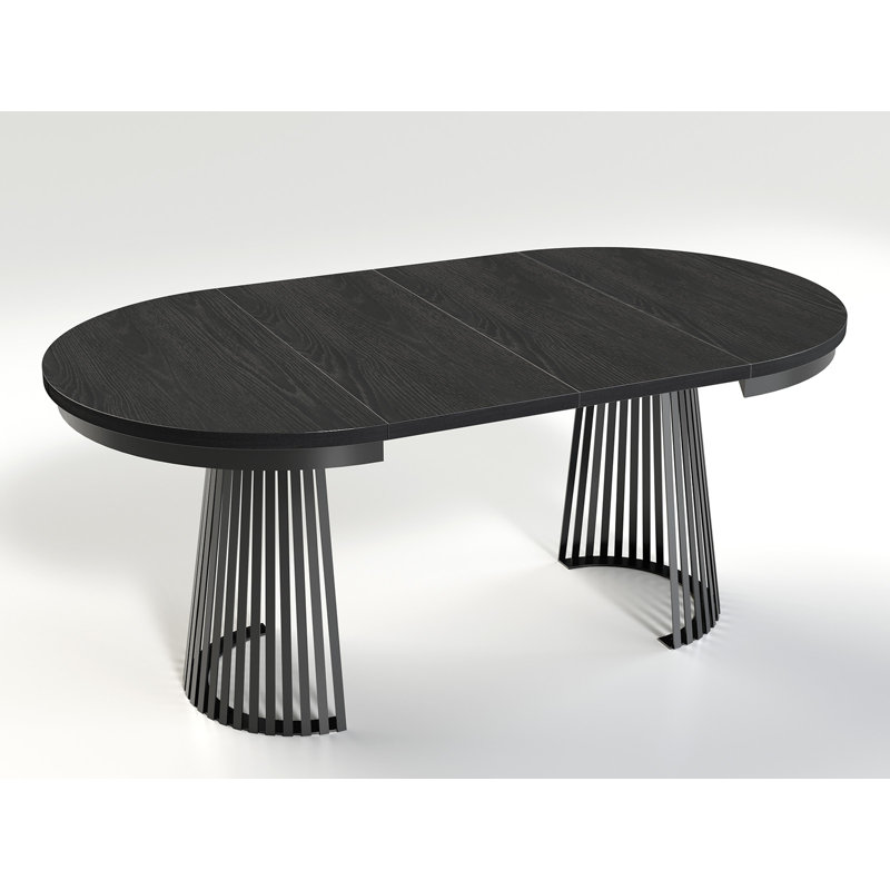 Extendable Metal Base Dining Table, Black, Golden Kraft