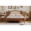 Lit plateforme double en bois avec tête de lit en rotin naturel, cadre de lit rétro-275009948-275009951
