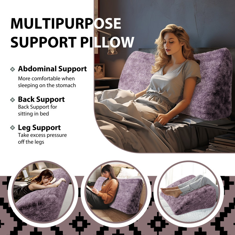 Wedge Headboard Pillow, 50cm H x 140cm W, Purple