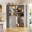 Armoire de rangement d'angle pour garde-manger de coin avec 4 tiroirs, tablettes ouvertes et tringles de suspension, système d'organisation de nourriture modulaire 2 pièces-129191602