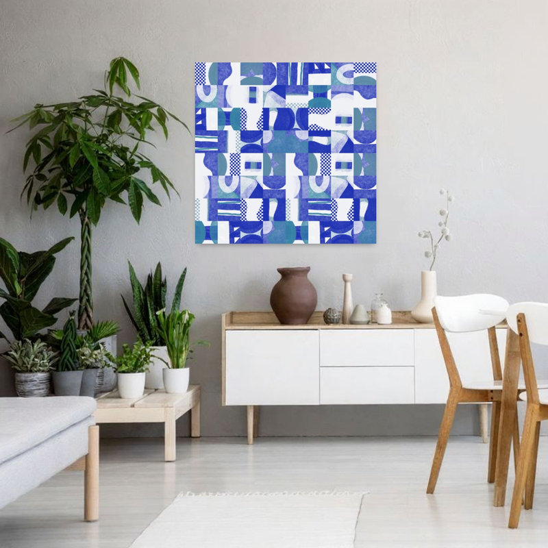 Art contemporain abstrait géométrique contemporain, H 36 po x l 36 po