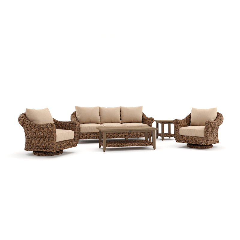 Cayman Brown Rattan Seating Group with Sunbrella Cushions