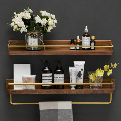 Dandre Modern Brass Wooden Shelf