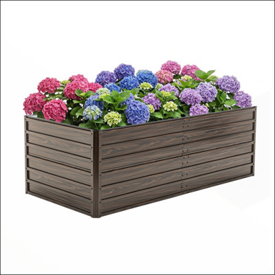 74.6x35.4x25 Inch Raised Garden Bed Kit with Open Drainage Base, Reinforcing Rods, and Rustproof Steel for Easy Assembly