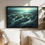 «River Delta» stylisé, art mural sur toile bleu sarcelle et or-133554723