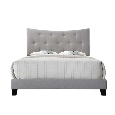 Grand lit gris - Tissu de construction et de conception luxueuse avec tête de lit luxueuse