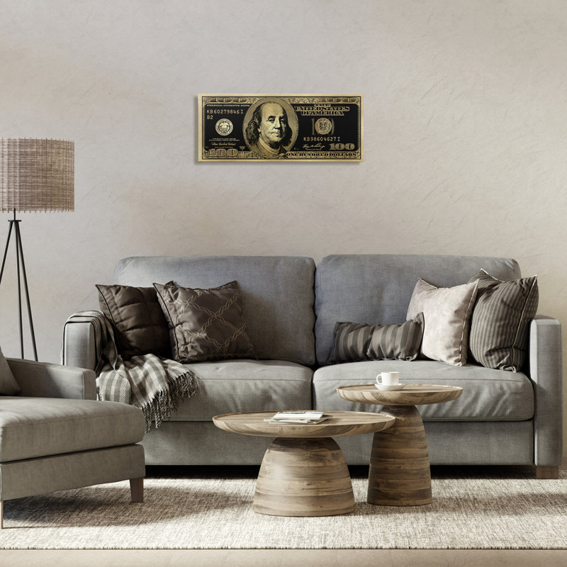 Art mural sur toile Inverted H cent Bill par Madeline Blake, H 10 po x l 24 po