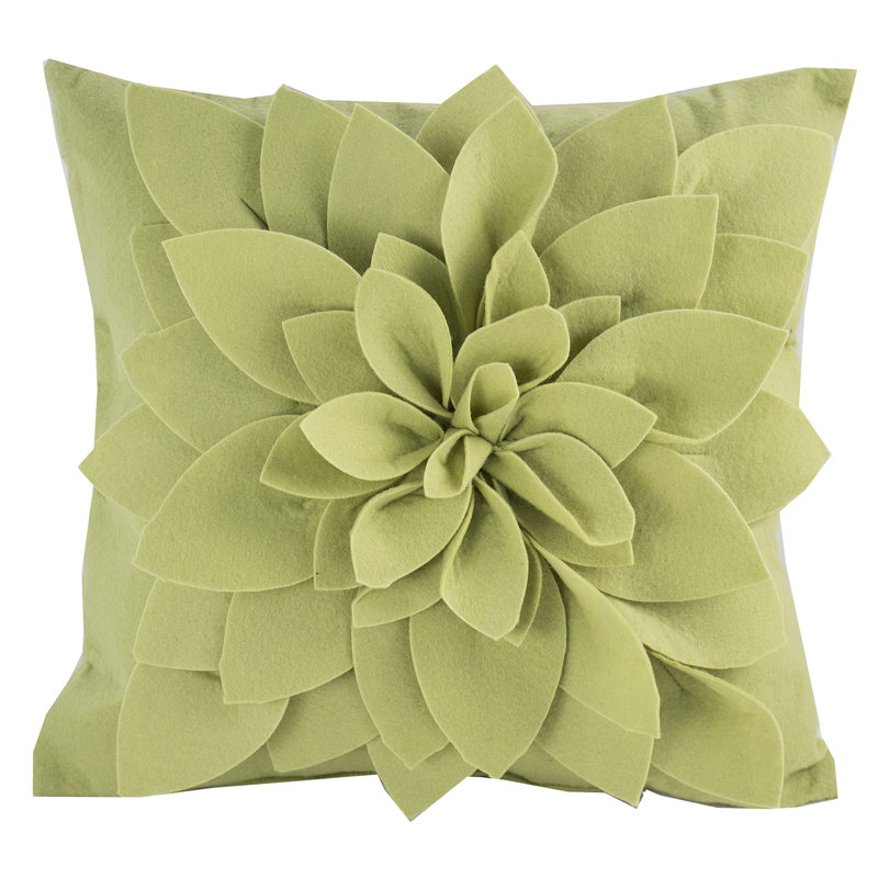 Sara's Garden Polyester Throw Square Pillow Cover, Lime