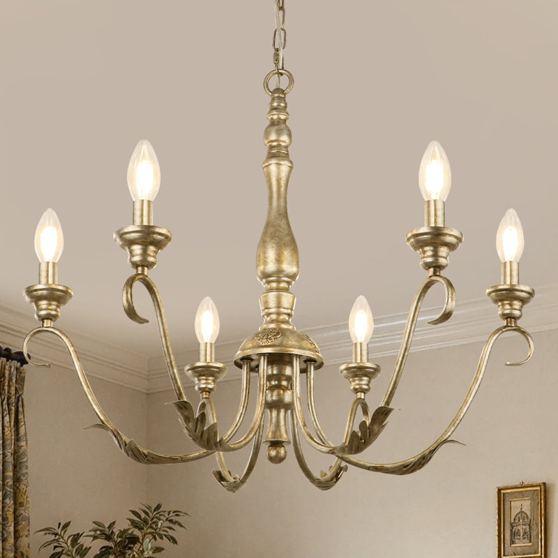 Lustre à 6 lumières Josuel, Feuille d'argent