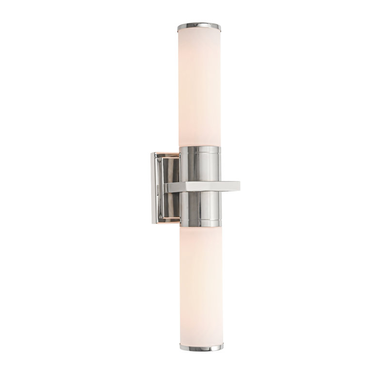 Wilder - 2-Light Bathroom Vanity Light - 20.8"W - Polished Nickel - White Glass