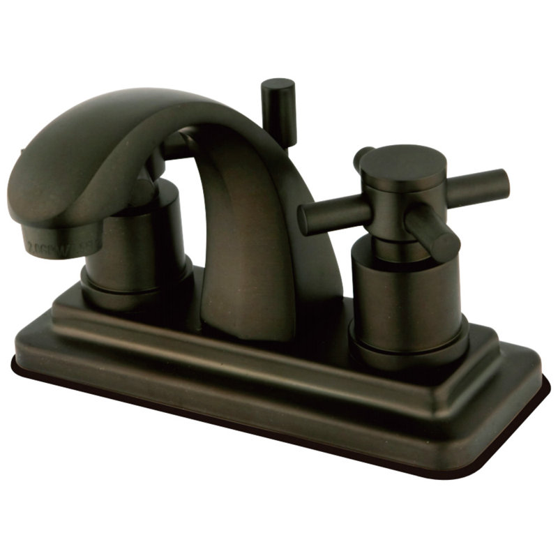Kingston Brass Concord Two-Handle 3-Hole Deck Mount 4" Centerset Bathroom Faucet with Brass Pop-Up, Brushed Nickel