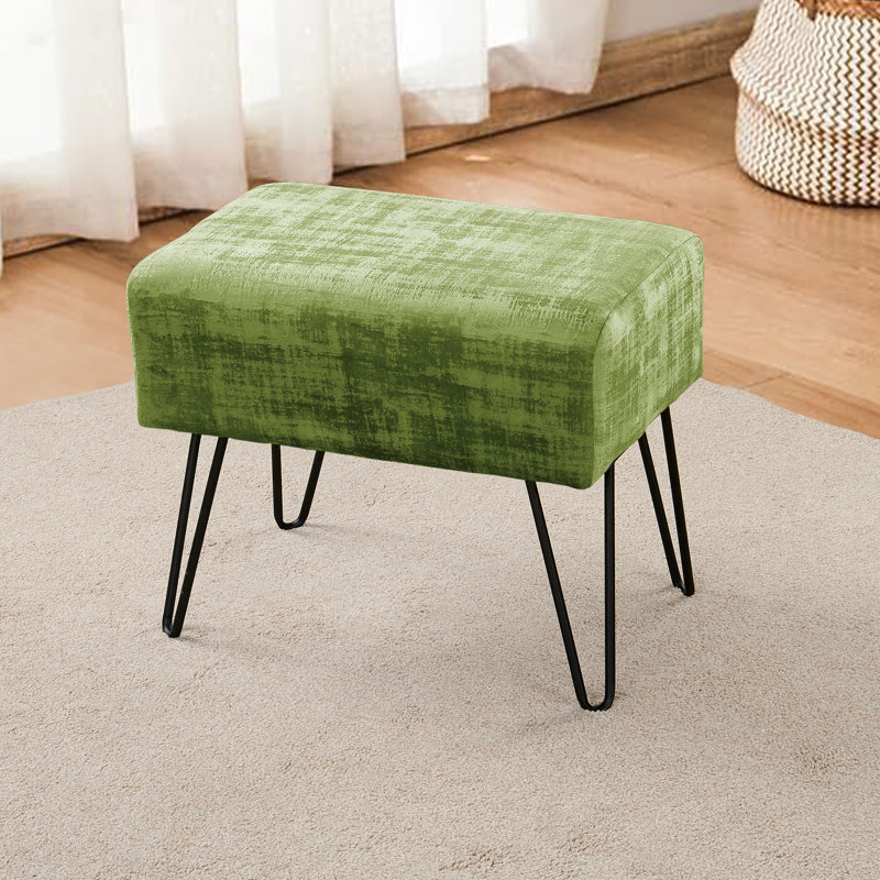 Alegre Velvet Ottoman, Calla Green Velvet