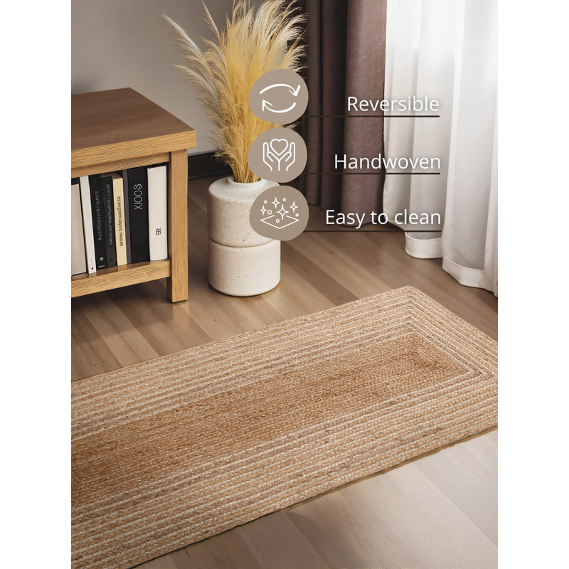 Hanse Home Juno Line - Jute Rug, Natural Rug for Living room, Bedroom, Diningroom, Runner 80 x 200 cm, Gold