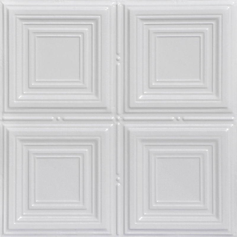 Carreau de plafond en fer-blanc clouté 2 pi x 2 pi Cubism, Blanc