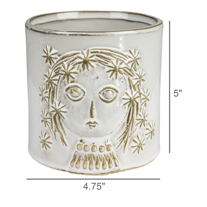 Connla Cachepot With Face, Ceramic