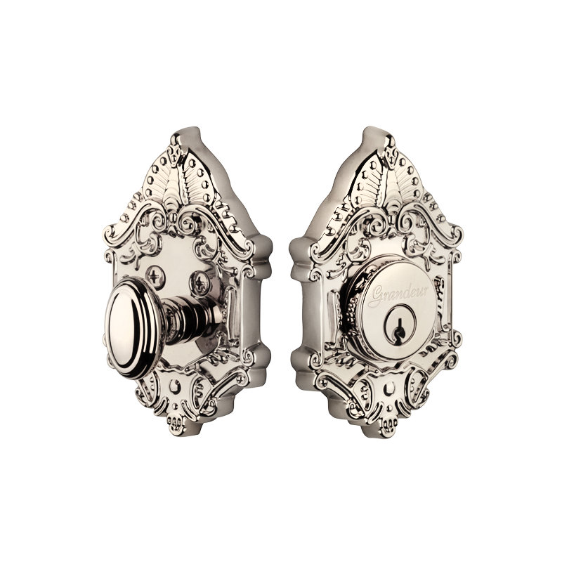 Pêne dormant simple cylindre Grande Victorian, Nickel poli, 2 3/8 po