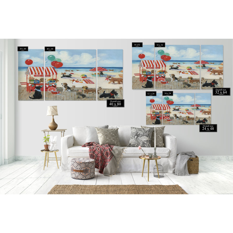 « beach écorce park i », reproduction d’image multi-pièces de qualité supérieure sur toile, H 24 po x l 48 po x P 1,5 po