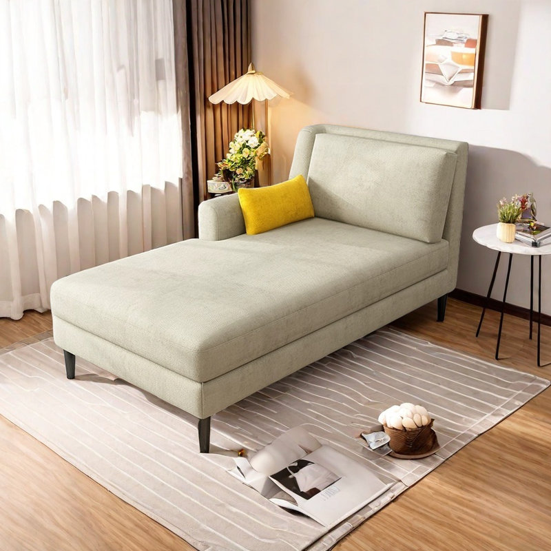 Chaise longue confortable en bois massif, Jaune maïs