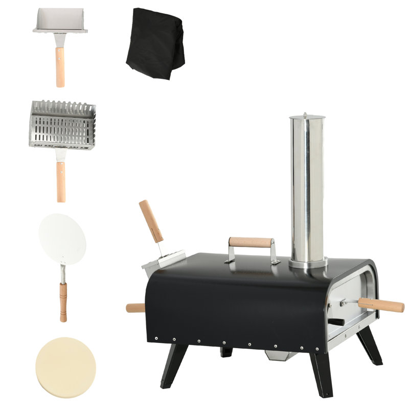 Outsunny Steel Countertop Charcoal Pizza Oven,wood