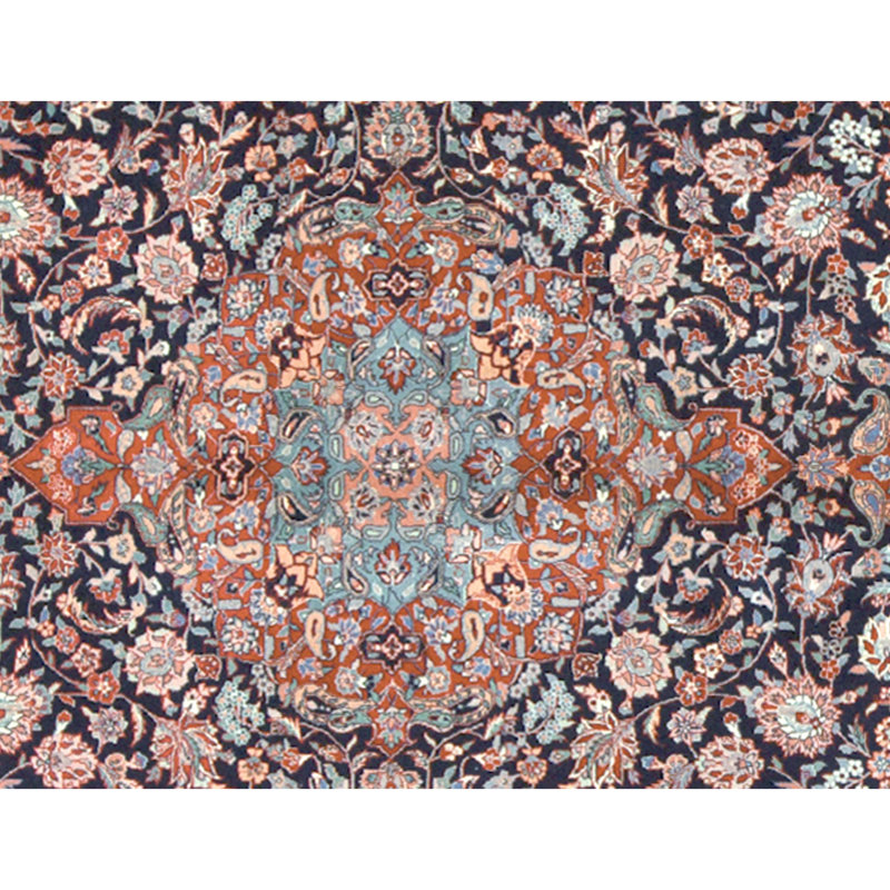 Hand Knotted Wool Area Rug in Blue/Red