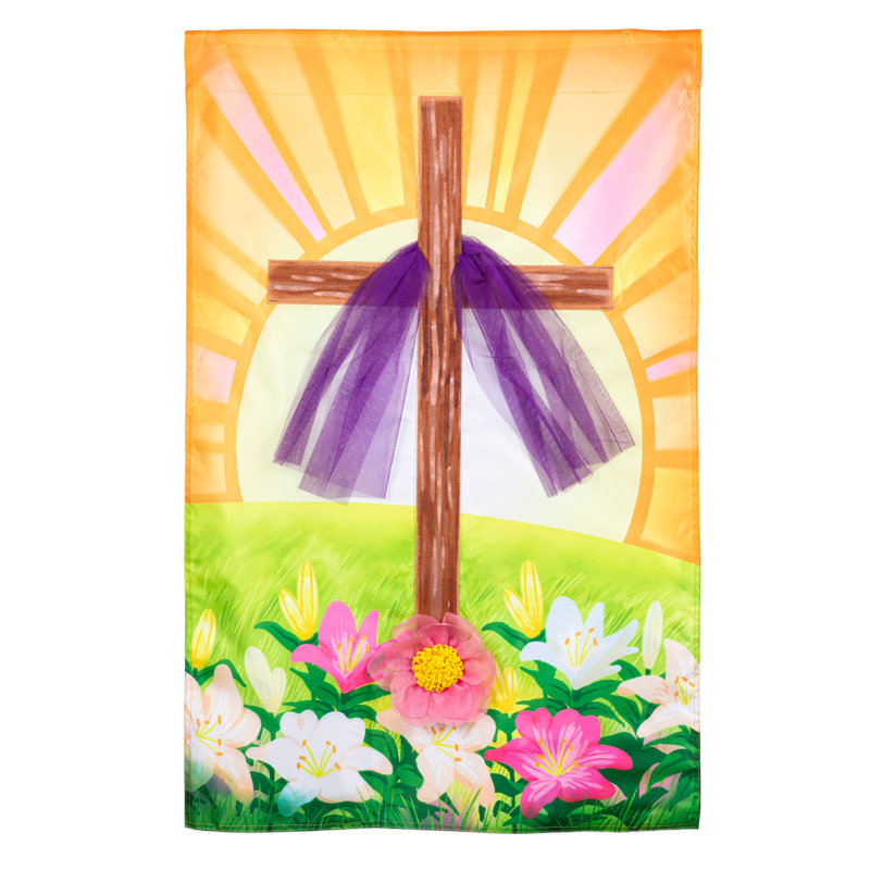 Drapeau de Pâques avec appliques de lis de Pâques