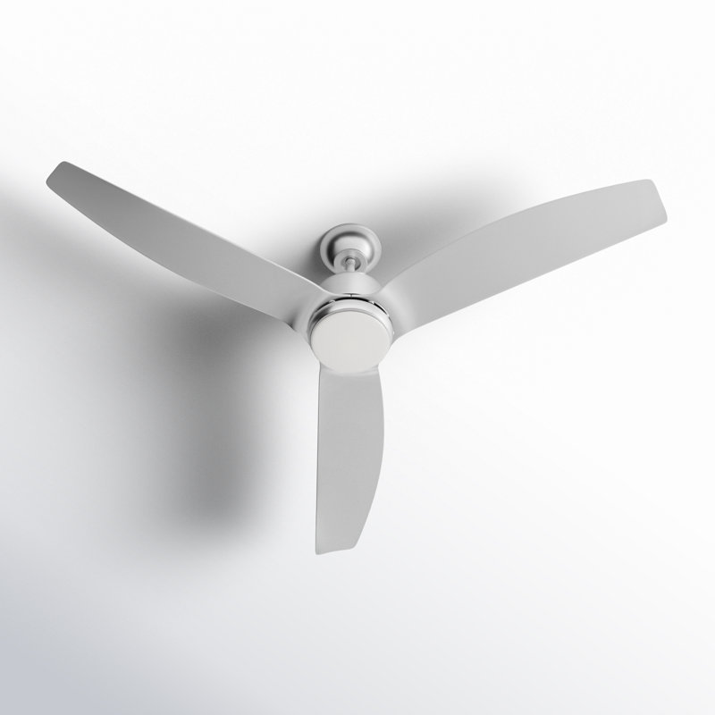 Carly LED Downrod Ceiling Fan, Brushed Steel, Silver, 15.40" H x 60" W x 60" D